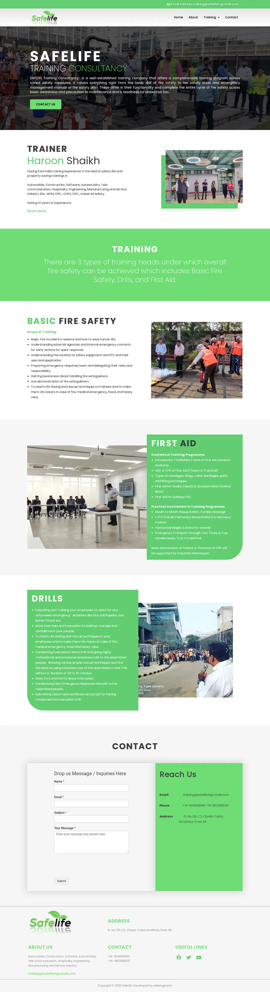 Safelife Training Consultancy's old website before Renoweb's renovation